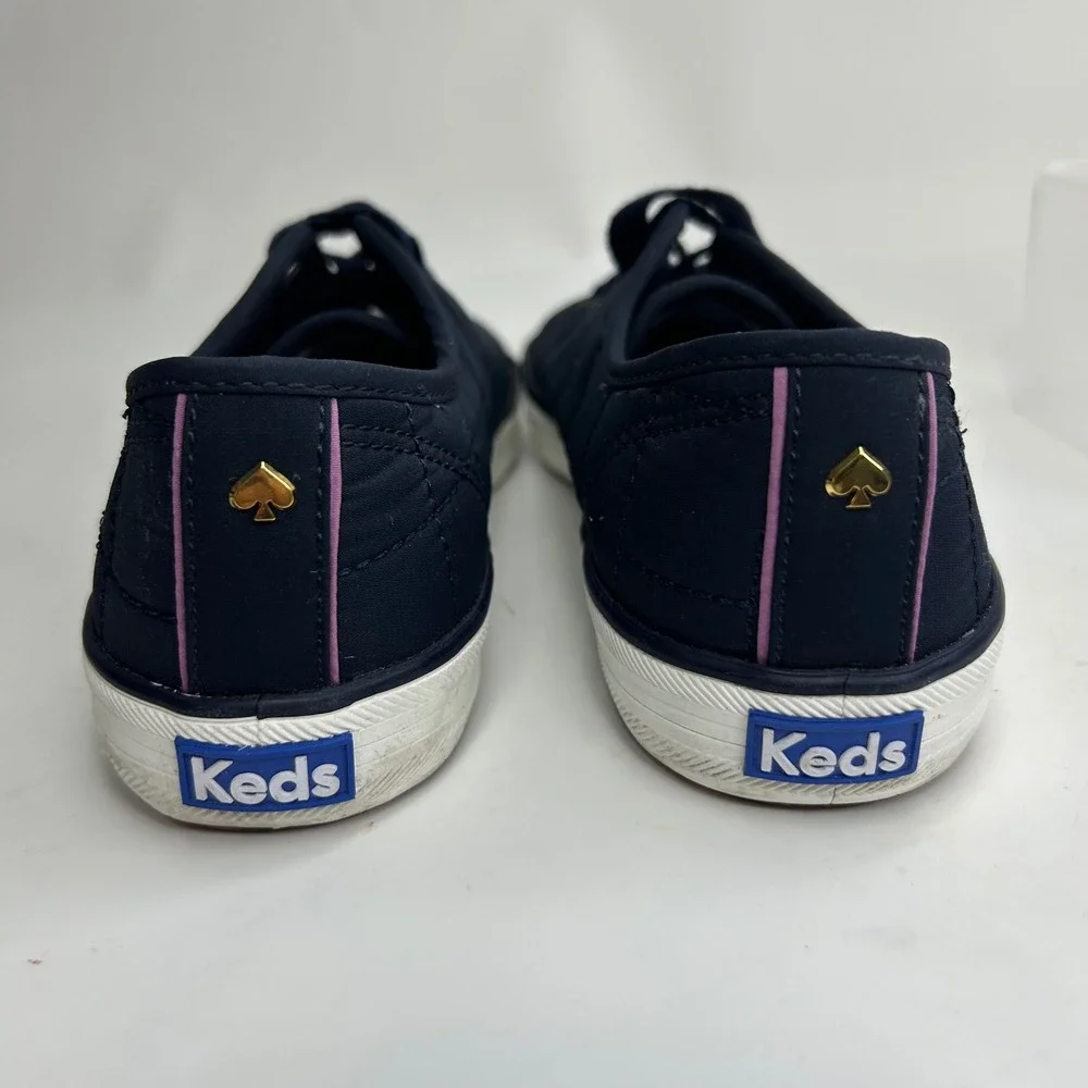 Keds x Kate Spade New York Quilted Navy Blue Lace Up‎ Sneakers WF65373 Womens 8